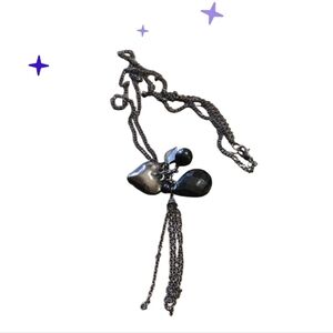 Vintage Silver-Tone Heart Pendant Tassel Charm Necklace - Women Jewelry